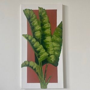 SALE-Tropical Exotic Leaves painting, Banana Fan Palm Leaf Art
